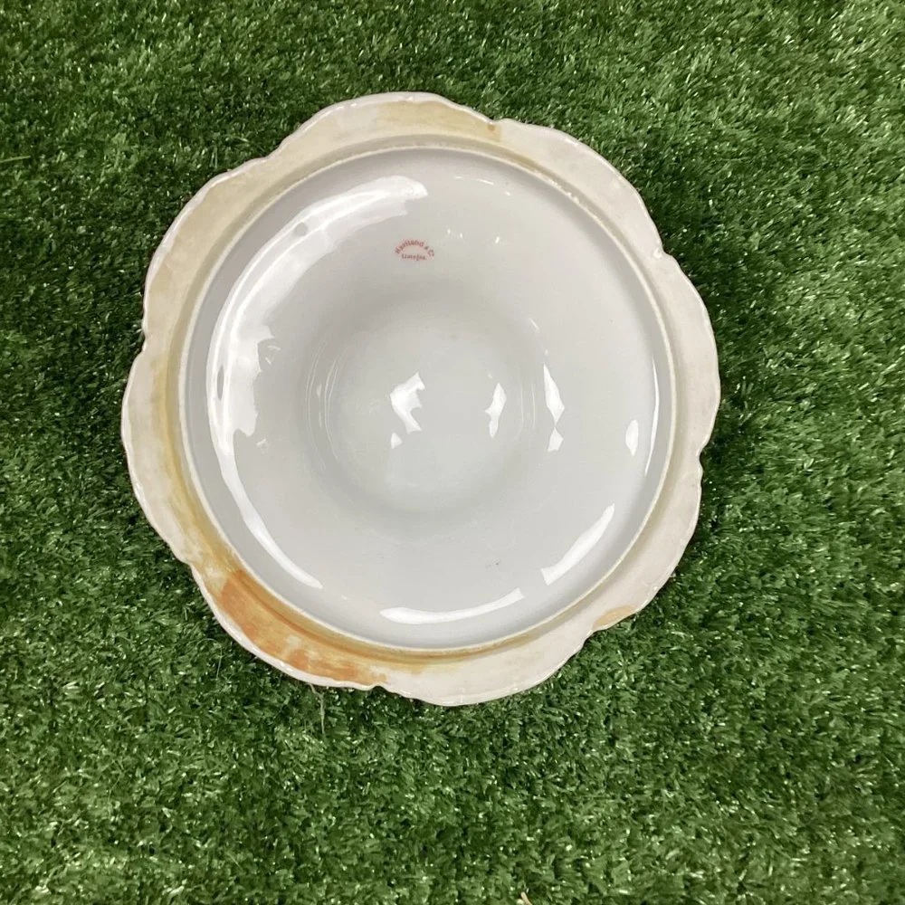 Antique Haviland Limoges Gold & White Porcelain Tureen Covered Bowl